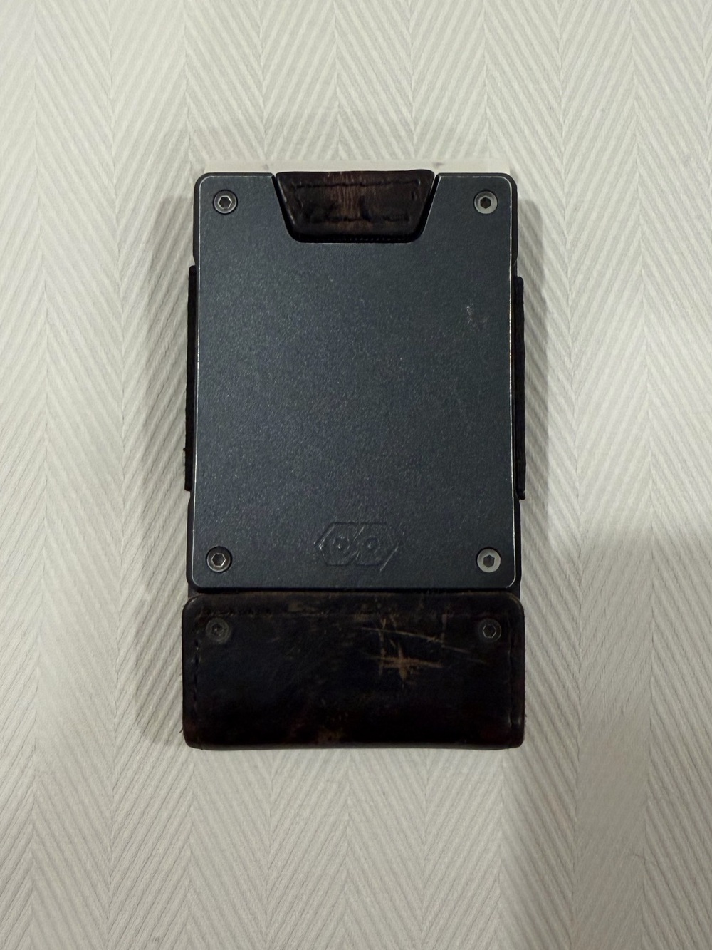 Proof Wallet - Minimalist Metal Wallet with Brown Leather Accent